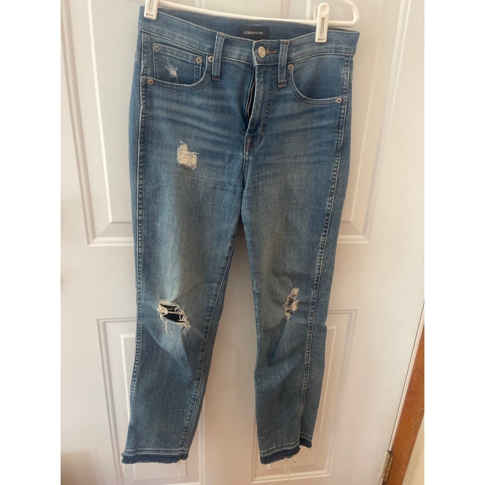 J.Crew Vintage Straight Women's Jeans Size 25 | Light Wash Distressed Raw Hem